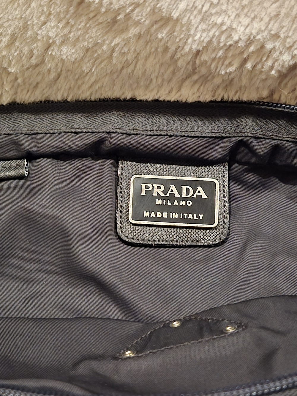 Prada Black Nylon Duffel 14x20 with Logo Plaque Like New! - Picture 3 of 5